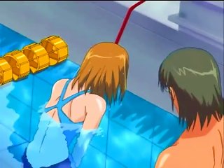 He takes his anime maid to the pool